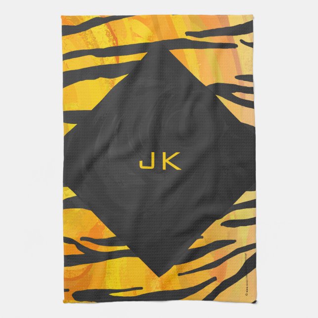 Tiger Black and Orange Print Geschirrtuch (Vertikal)