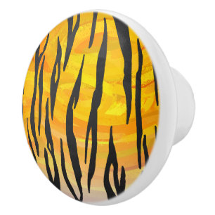 Tiger Black and Orange Print Keramikknauf