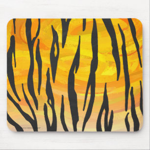 Tiger Black and Orange Print Mousepad