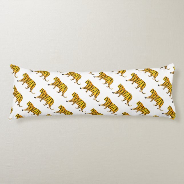 Tiger Black and Orange Print Seitenschläferkissen (Vorderseite)