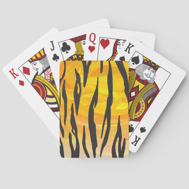 Tiger Black and Orange Print Spielkarten (Rückseite)