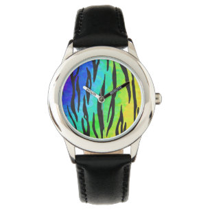 Tiger Black and Rainbow-Geschenke Armbanduhr