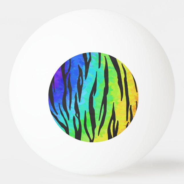 Tiger Black and Rainbow-Geschenke Tischtennisball (Vorderseite)