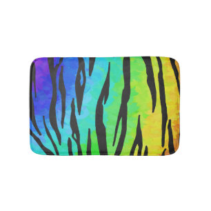 Tiger Black and Rainbow Print Badematte