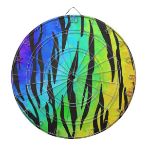 Tiger Black and Rainbow Print Dartscheibe