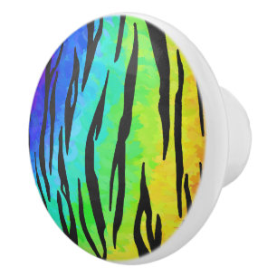 Tiger Black and Rainbow Print Keramikknauf