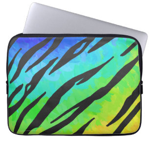 Tiger Black and Rainbow Print Laptopschutzhülle