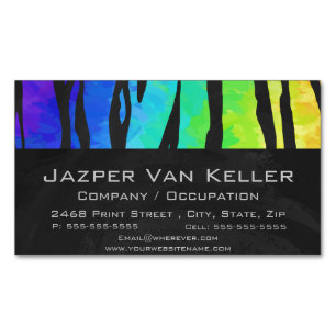 Tiger Black and Rainbow Print Magnetische Visitenkarte