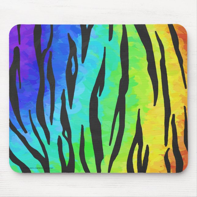 Tiger Black and Rainbow Print Mousepad (Vorne)