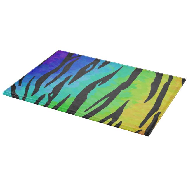 Tiger Black and Rainbow Print Schneidebrett (Ecke)