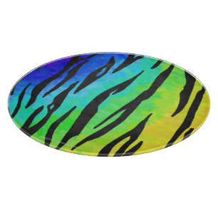 Tiger Black and Rainbow Print Schneidebrett