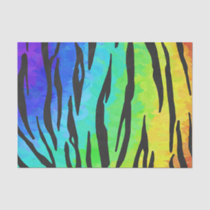 Tiger Black and Rainbow Print Seidenpapier