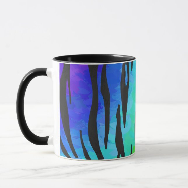 Tiger Black and Rainbow Print Tasse (Links)