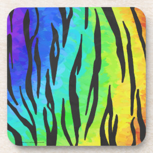 Tiger Black and Rainbow Print Untersetzer