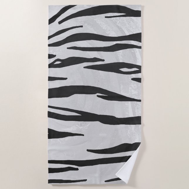 Tiger Black and White Art Strandtuch (Vorderseite)