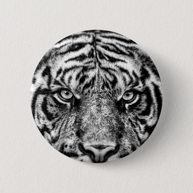 Tiger Black and White Fotografy Button (Vorderseite)