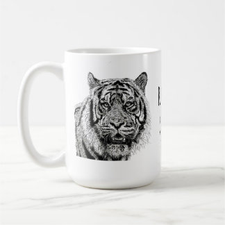 Tiger  Black and White Monogram Saying Kaffeetasse