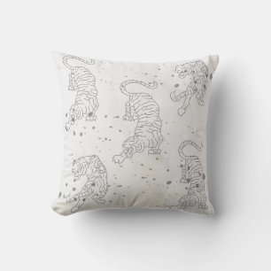 Tiger black and white pattern Throw Pillow Kissen