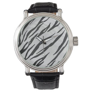 Tiger Black and White Print Armbanduhr