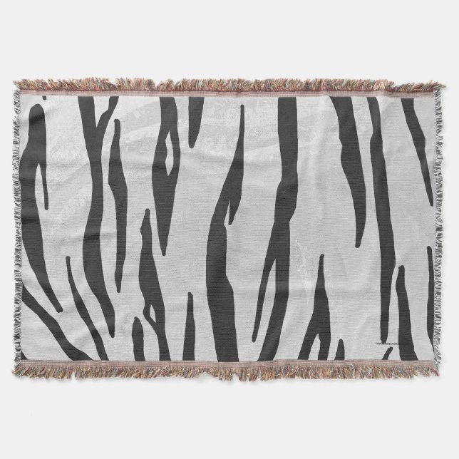 Tiger Black and White Print Decke (Vorderseite)
