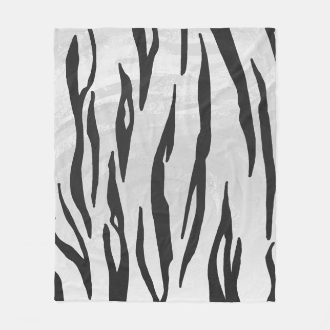 Tiger Black and White Print Fleecedecke (Vorderseite)