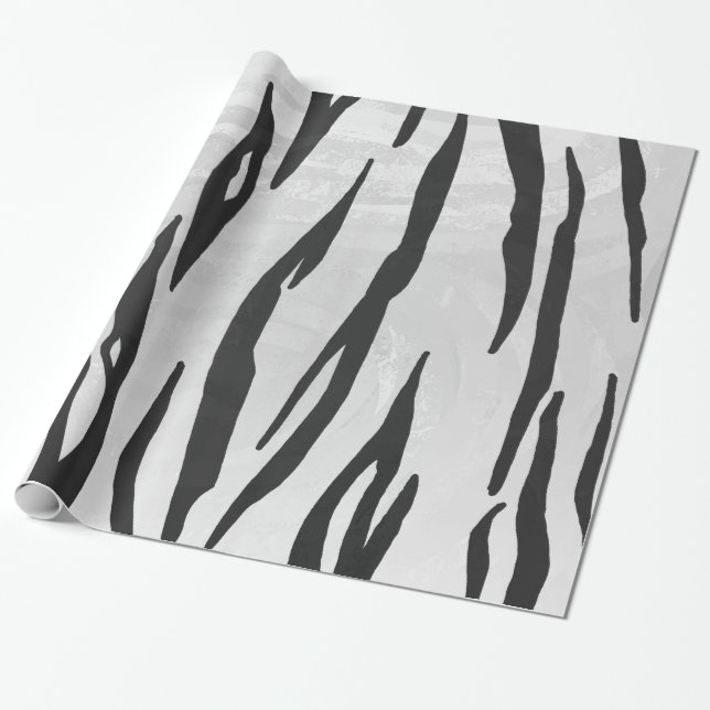 Tiger Black and White Print Geschenkpapier (Ungerollt)