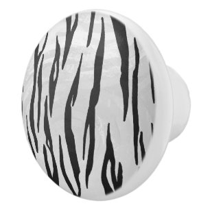 Tiger Black and White Print Keramikknauf