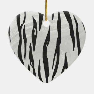 Tiger Black and White Print Keramikornament
