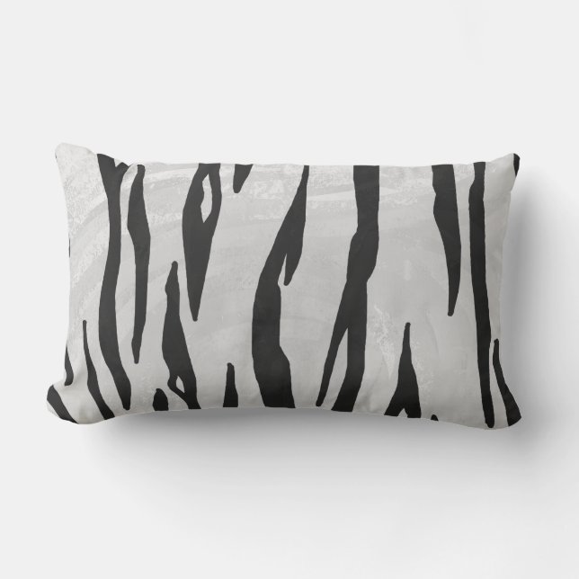 Tiger Black and White Print Lendenkissen (Vorderseite)
