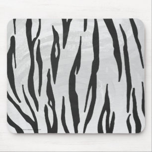 Tiger Black and White Print Mousepad