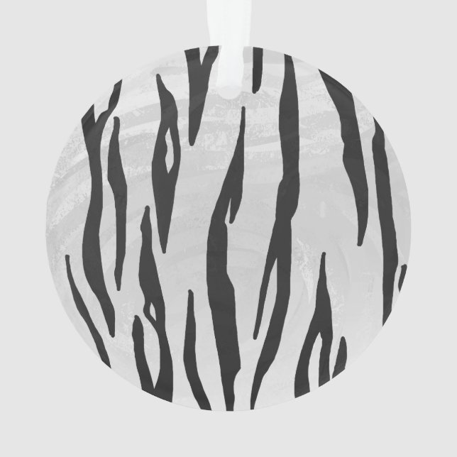 Tiger Black and White Print Ornament (Rückseite)