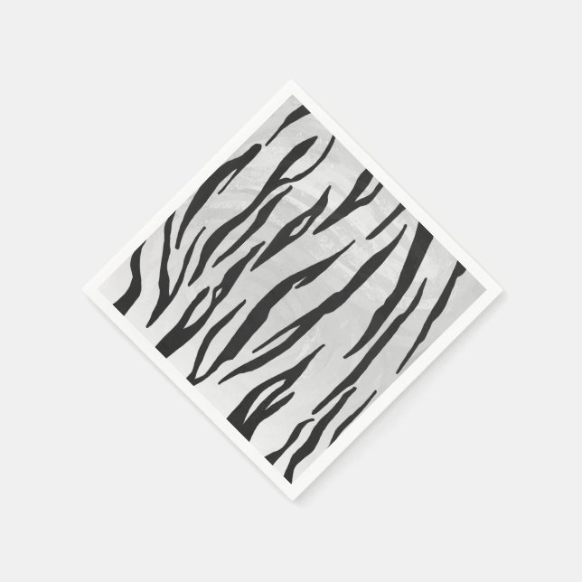 Tiger Black and White Print Serviette (Ecke)