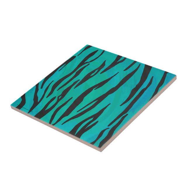 Tiger Black und Aquamarin Print Fliese (Seite)