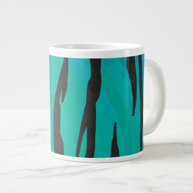 Tiger Black und Aquamarin Print Jumbo-Tasse (Vorderseite Rechts)