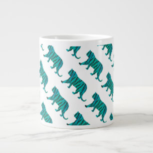 Tiger Black und Aquamarin Print Jumbo-Tasse