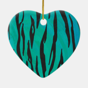 Tiger Black und Aquamarin Print Keramikornament