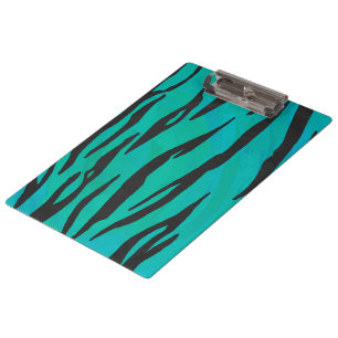 Tiger Black und Aquamarin Print Klemmbrett