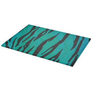 Tiger Black und Aquamarin Print Schneidebrett