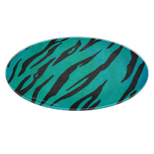 Tiger Black und Aquamarin Print Schneidebrett