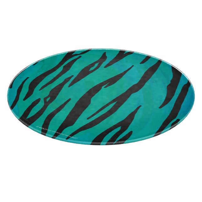 Tiger Black und Aquamarin Print Schneidebrett (Ecke)