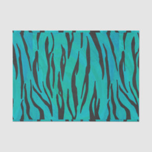 Tiger Black und Aquamarin Print Seidenpapier