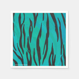 Tiger Black und Aquamarin Print Serviette