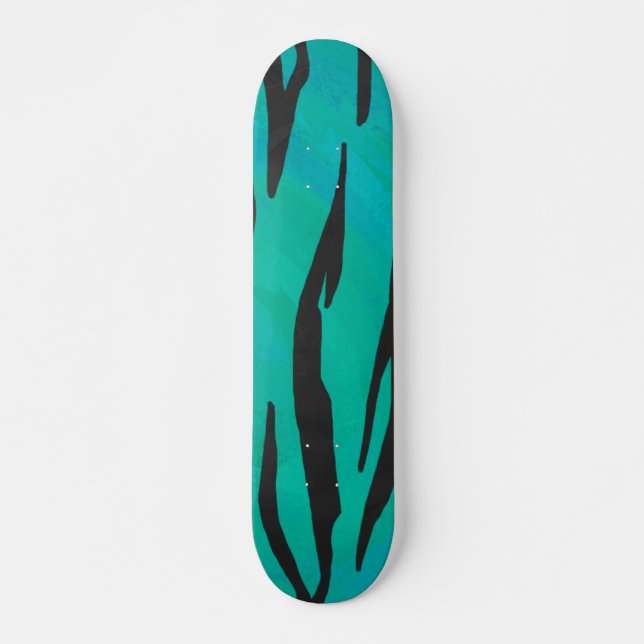 Tiger Black und Aquamarin Print Skateboard (Vorne)