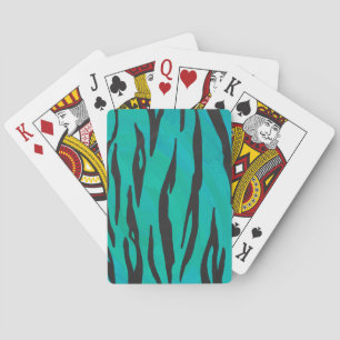 Tiger Black und Aquamarin Print Spielkarten