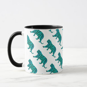 Tiger Black und Aquamarin Print Tasse