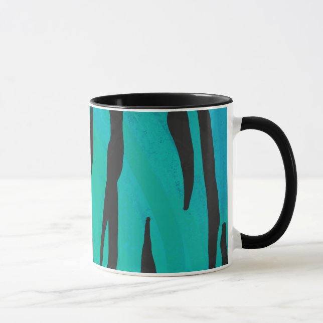 Tiger Black und Aquamarin Print Tasse (Rechts)