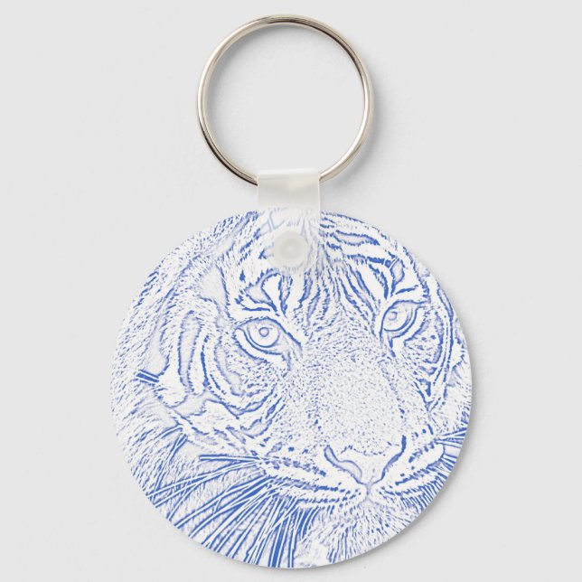 Tiger (blau) Schlüsselanhänger (Vorderseite)