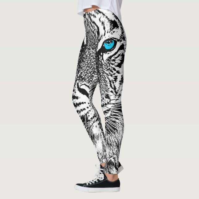 Tiger-blaue Augen-Dekor an Leggings (Links)