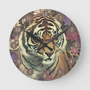 Tiger-Blume Runde Wanduhr