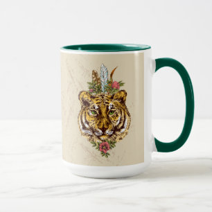 Tiger Boho Art-Porträt Tasse